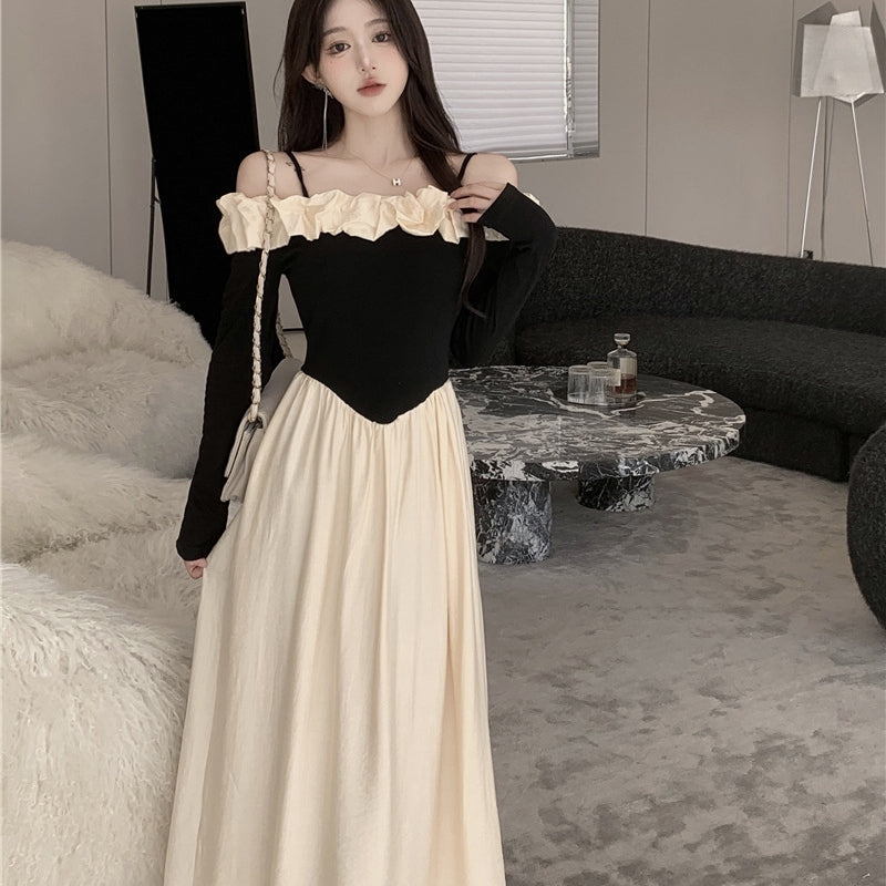 【Dress】ワンショルダー長袖ドレス T01212