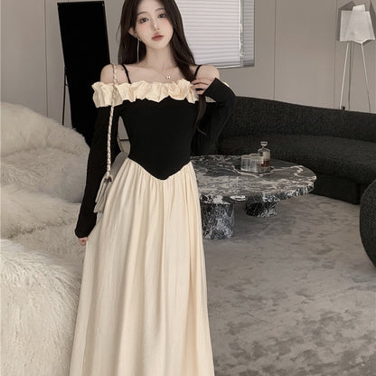 【Dress】ワンショルダー長袖ドレス T01212