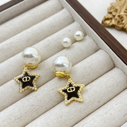 【雑貨】★パール縁どりスターピアス T01811