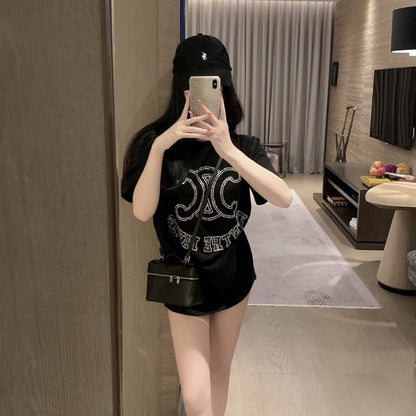 【Tops】キラキラダイヤモンドデザインTシャツ T01584