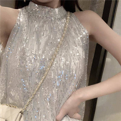【Dress】キラキラ膝丈ワンピース　Z6817
