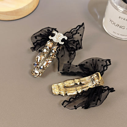 【雑貨】キラキラレースリボンのヘアクリップ T01838