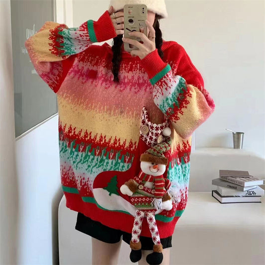 【Tops】可愛いクリスマス風ニットセーター　W14622