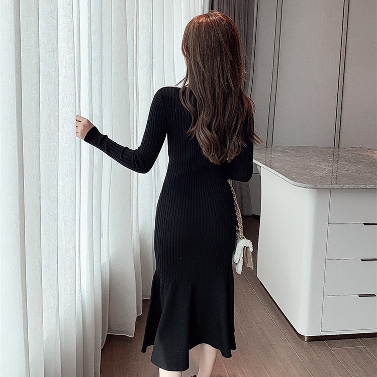 【Dress】春秋ニットフォーマルワンピース   W8031