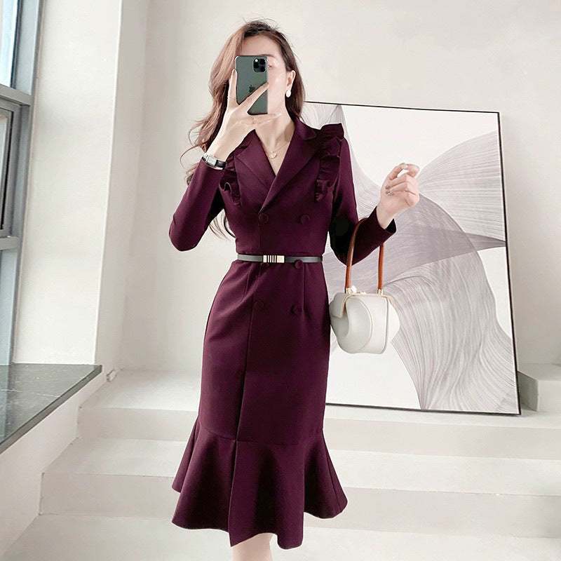 【Dress】オフィス通勤フリルワンピース　Z8171