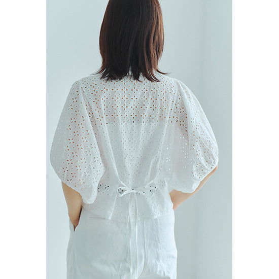 【Tops】キャミソール付き透かし彫りトップス T01686