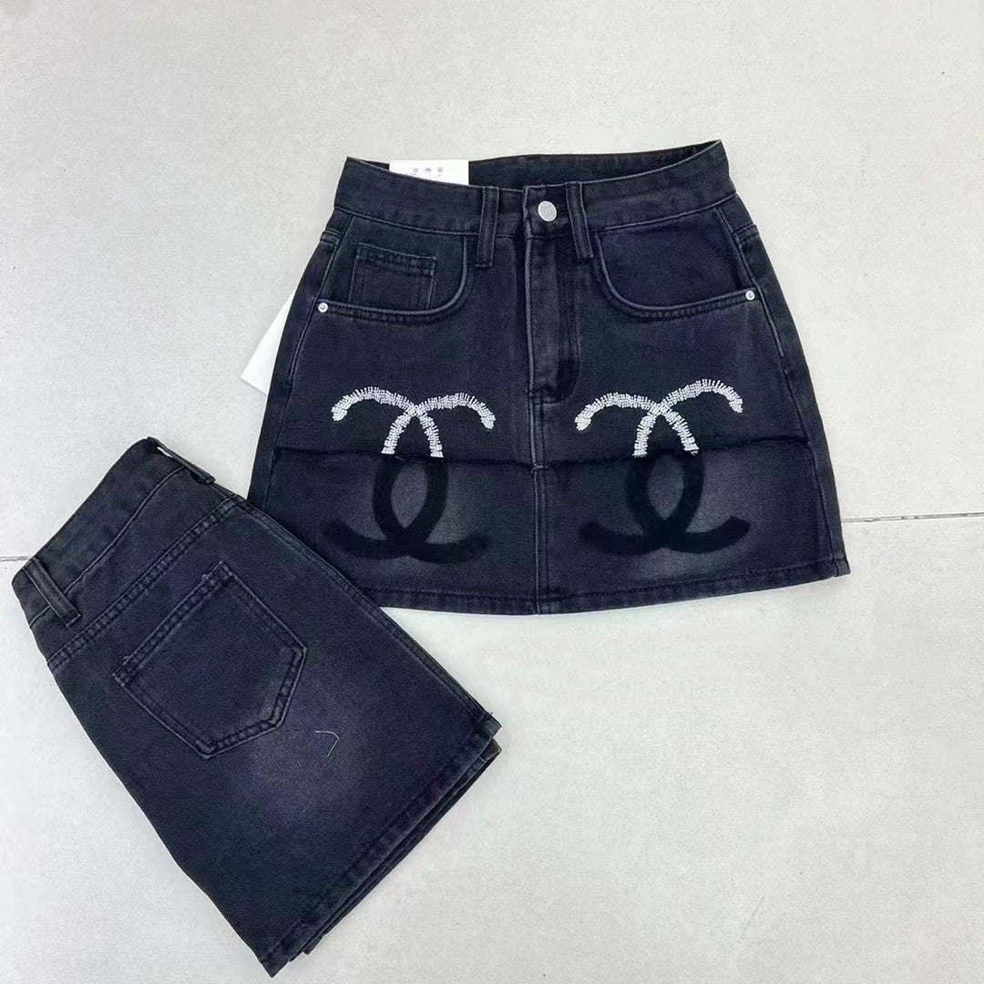 【Bottoms】2色展開デニムスカート   W14319