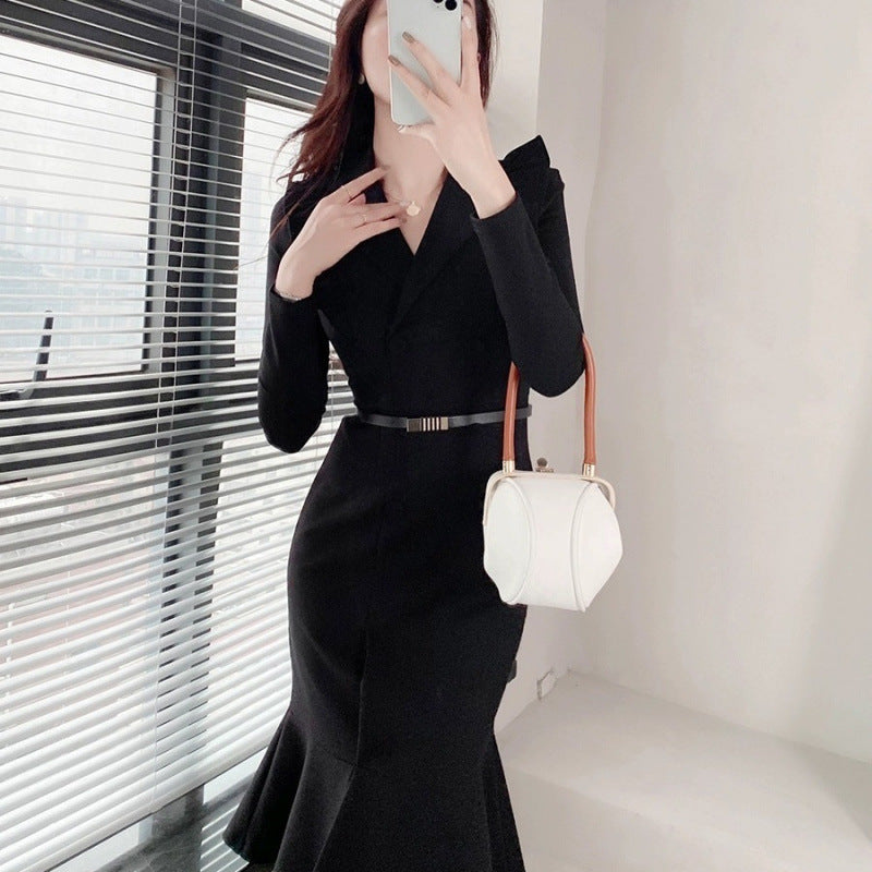 【Dress】オフィス通勤フリルワンピース　Z8171