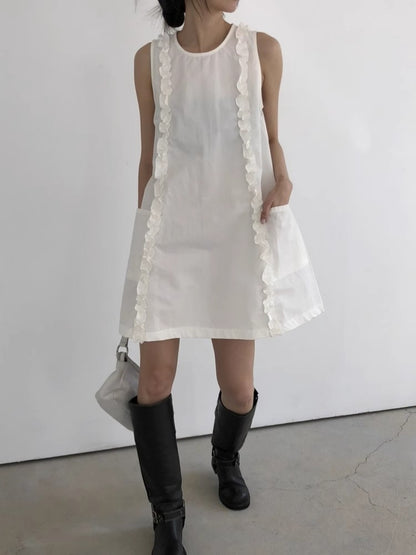 【Dress】パッチワークフリルベストドレス T01687
