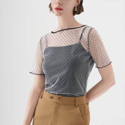 【Tops】メッシュTシャツアウターブラウス T01652