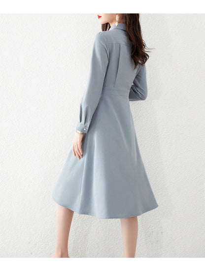 【Dress】新入荷ウエスト絞りシャツワンピース    W8627