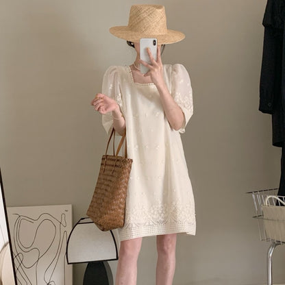 【Dress】花柄パフスリーブワンピース T01377