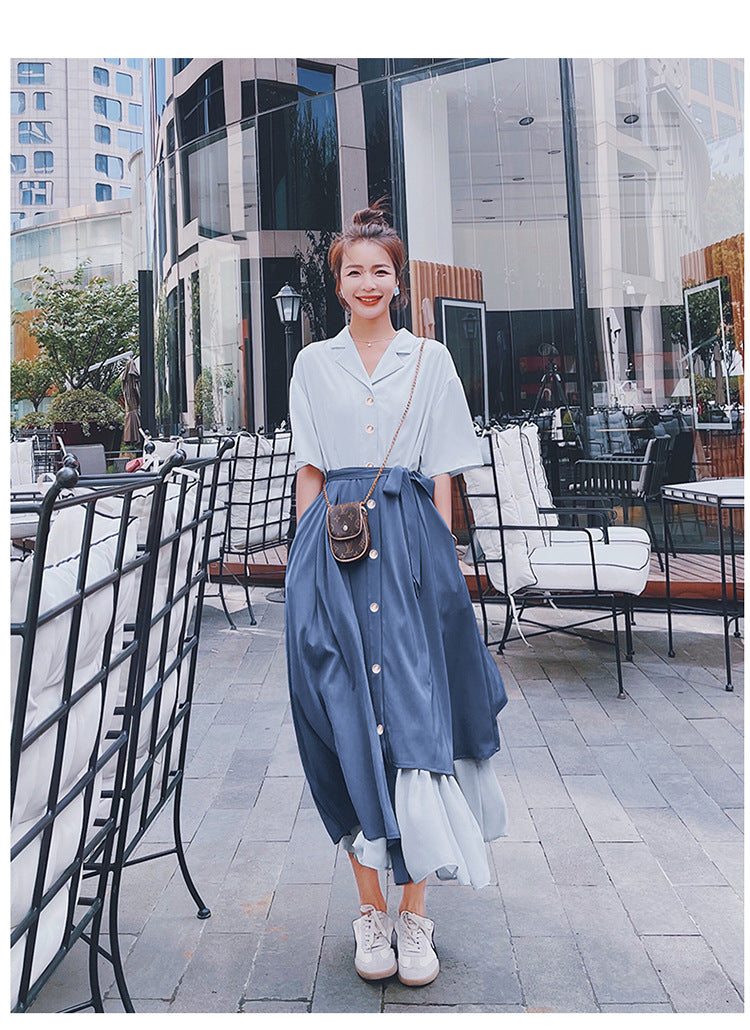 【Dress】切り替えデザインシャツワンピース　W10848