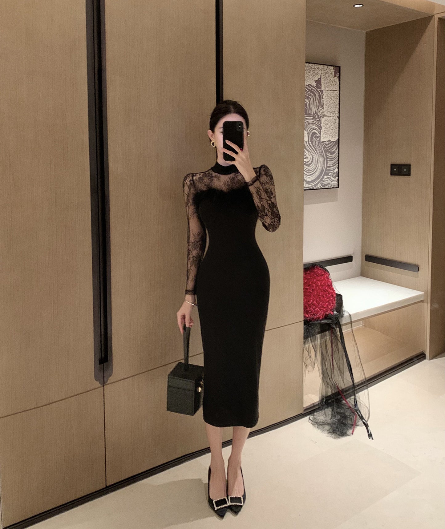 【Dress】レース切替ワンピース　Z7690