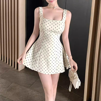 【Dress】ドット柄ミニワンピース T01375