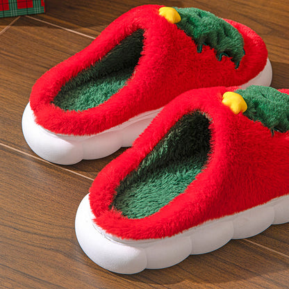 【Shoes】裏起毛厚手クリスマススリッパ T01133