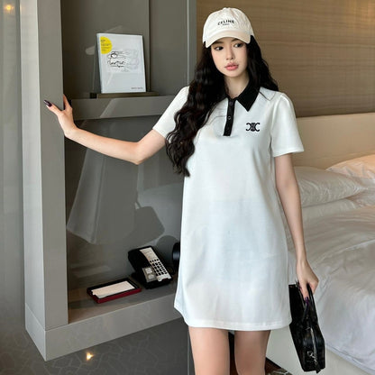 【Dress】新入荷～POLOネック半袖ワンピース  T01579
