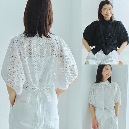 【Tops】キャミソール付き透かし彫りトップス T01686
