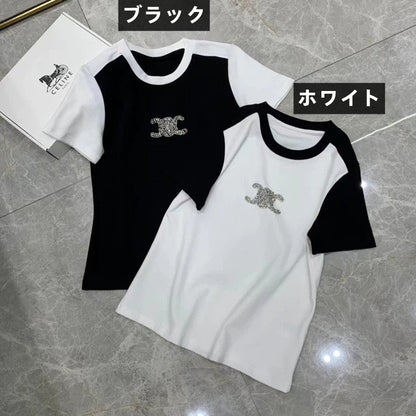 【Tops】配色Tシャツ　　Ｗ11158