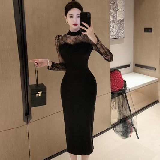 【Dress】レース切替ワンピース　Z7690