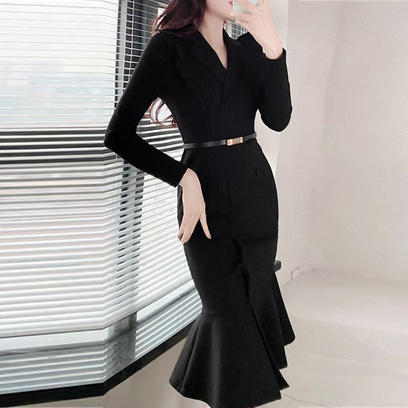 【Dress】オフィス通勤フリルワンピース　Z8171