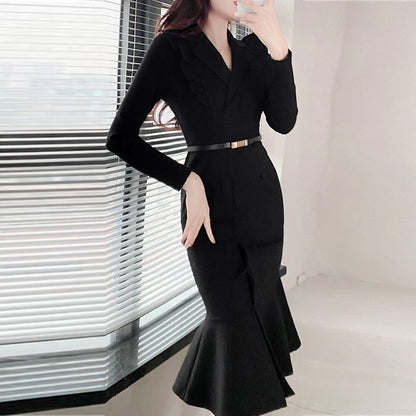 【Dress】オフィス通勤フリルワンピース　Z8171