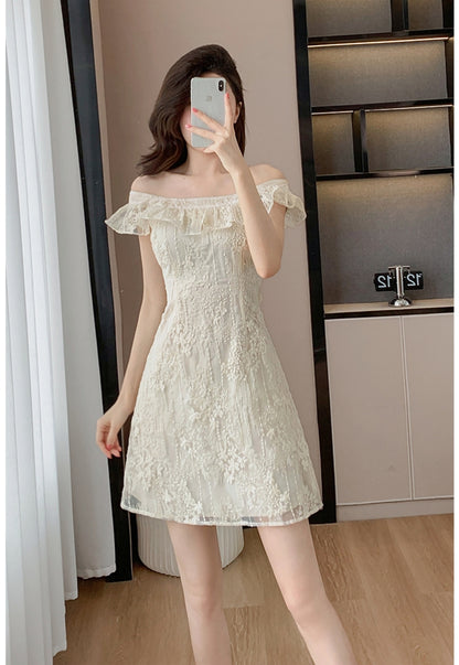 【Dress】レース刺繍のフリルドレス T01608