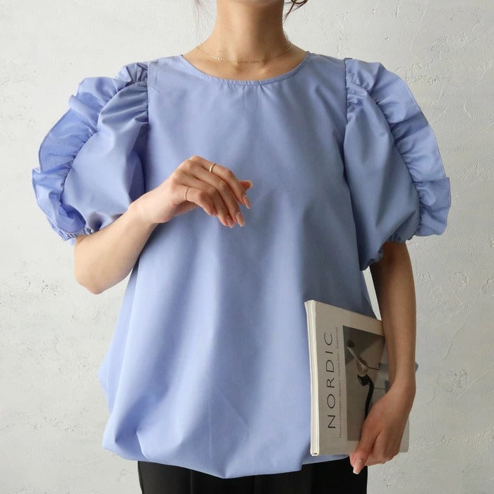 【Tops】フリル半袖シャツ T01693