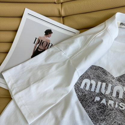 【Tops】ハート柄Tシャツ T01574