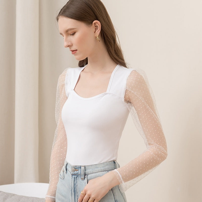 【Tops】スクエアネックTシャツ T01663
