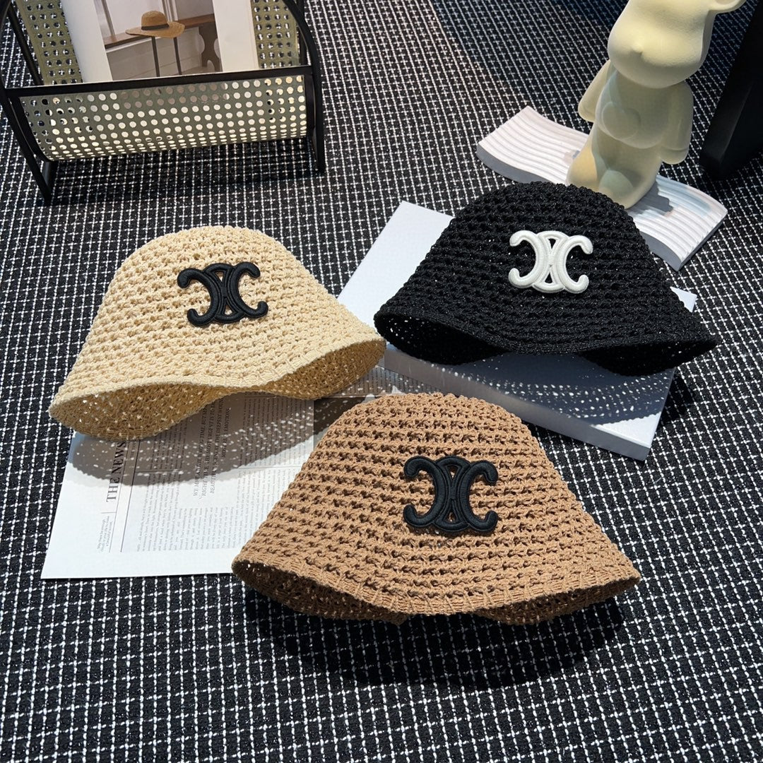 【雑貨】春夏リバーシブルのかぎ針編みバケットハット T01813