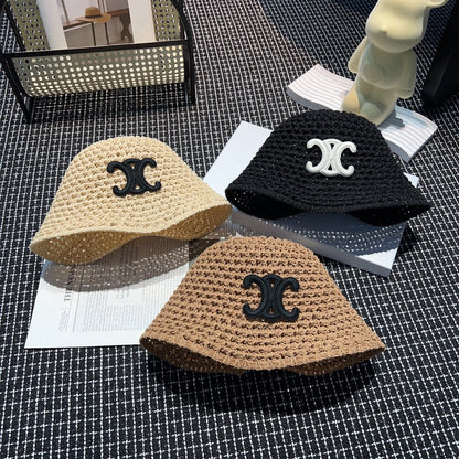 【雑貨】春夏リバーシブルのかぎ針編みバケットハット T01813
