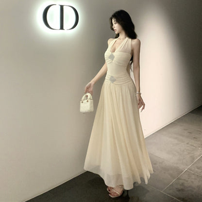 【Dress】セクシーバックレスプリーツウエストドレス T01412