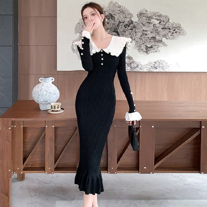 【Dress】きれいめニットワンピース   Z8079