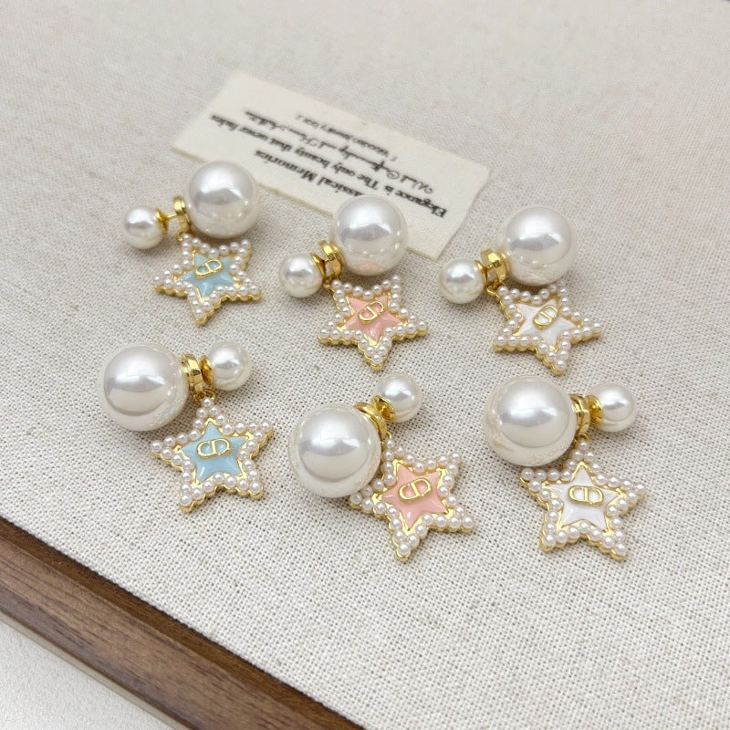 【雑貨】★パール縁どりスターピアス T01811