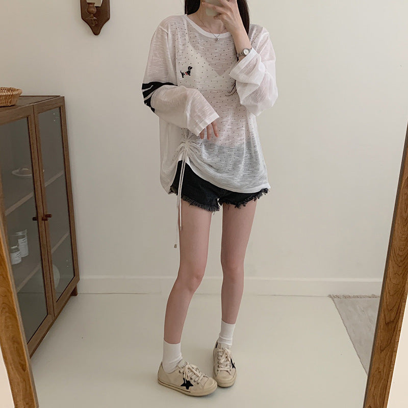 【Tops】透け感Ｔシャツ　W14322