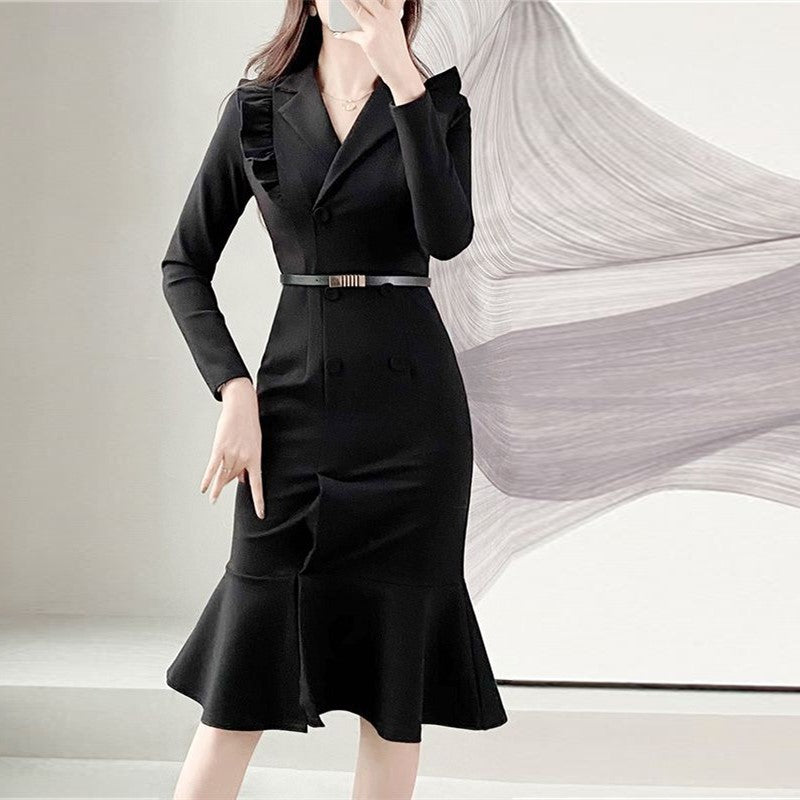 【Dress】オフィス通勤フリルワンピース　Z8171