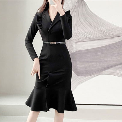 【Dress】オフィス通勤フリルワンピース　Z8171