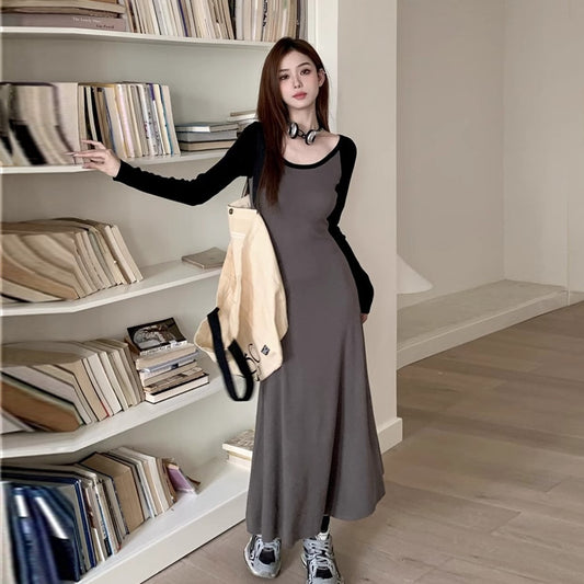 【Dress】春秋新品配色ドレス    W13128