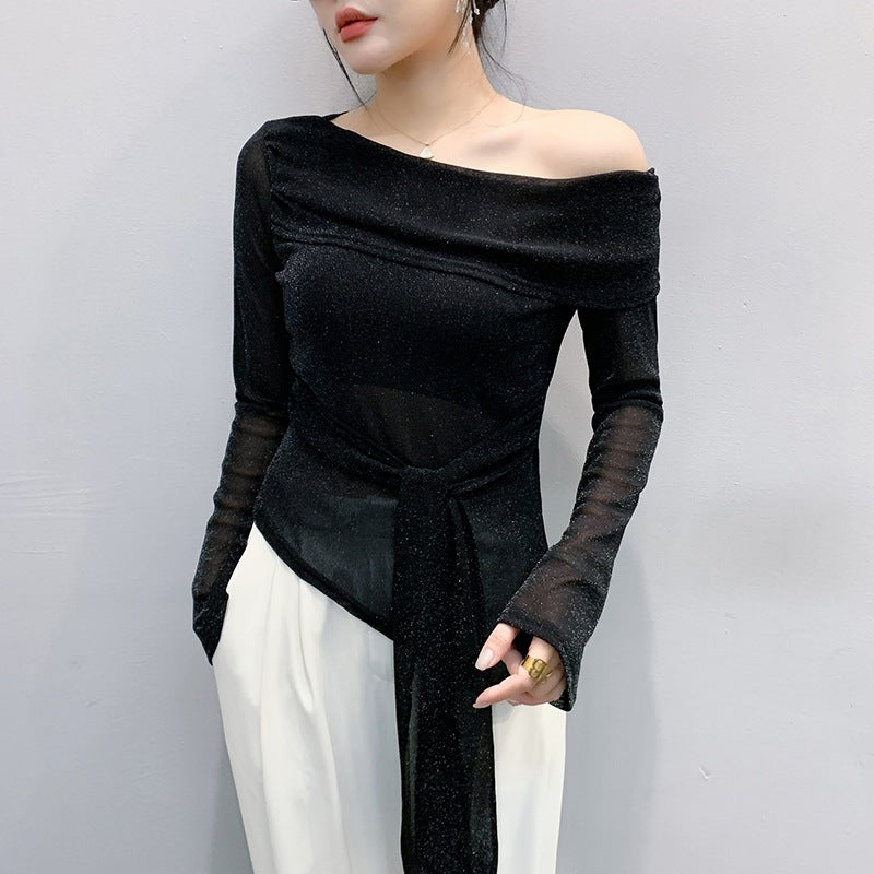 【Tops】オフショルダーTシャツ T01666