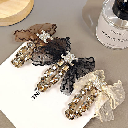 【雑貨】キラキラレースリボンのヘアクリップ T01838