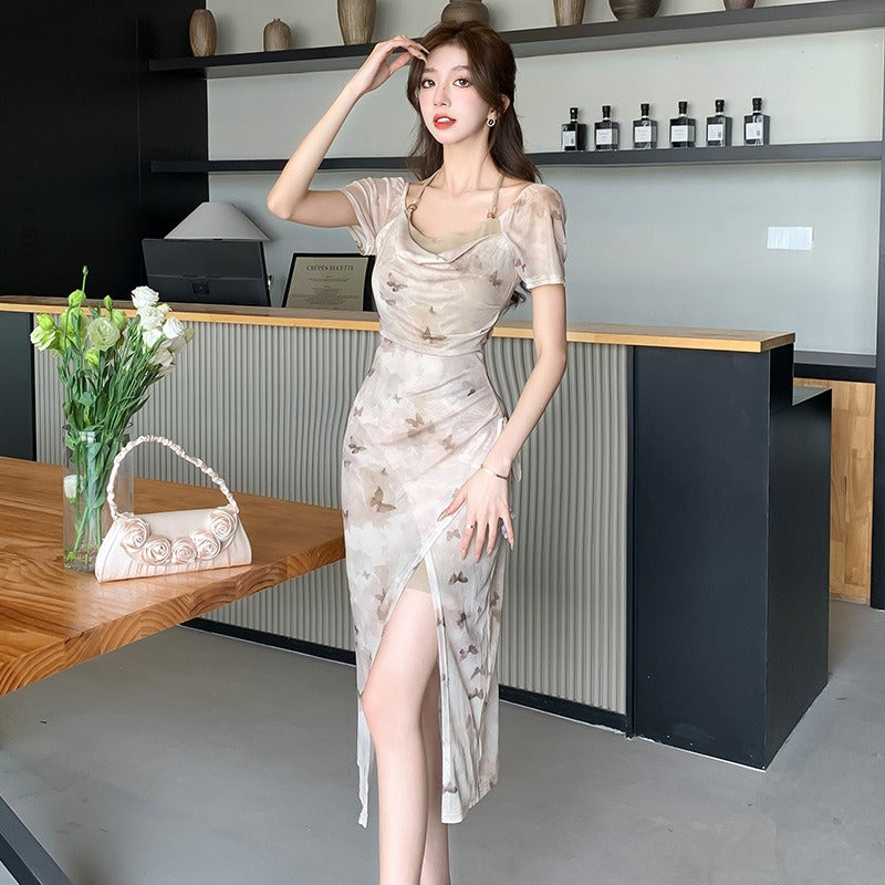 【Dress】プリントホルターネックワンピース　Ｗ11962