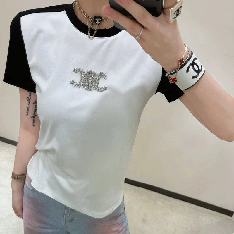 【Tops】配色Tシャツ　　Ｗ11158