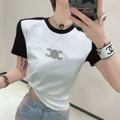 【Tops】配色Tシャツ　　Ｗ11158