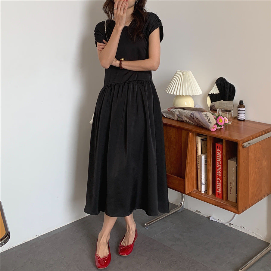 【Dress】アシンメトリープリーツVネックドレス T01617
