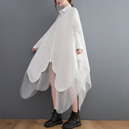 【Dress】体型カバーシャツワンピース　Z7695