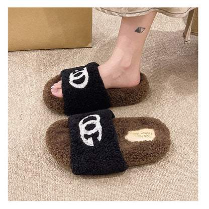 【Shoes】配色ファースリッパ　W13366