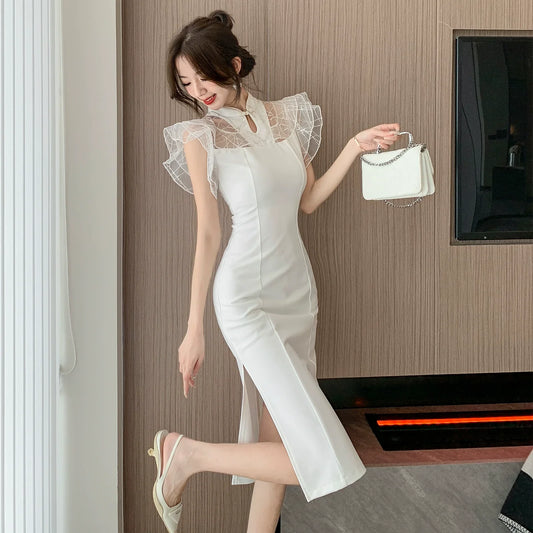 【Dress】フリルタイトワンピース　W10819