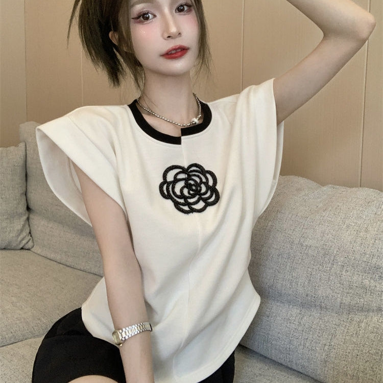 【Tops】不規則ネックラインTシャツ T01461