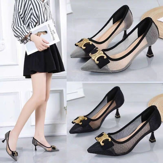 【Shoes】ハイヒールメッシュ通勤シューズ　Z7441